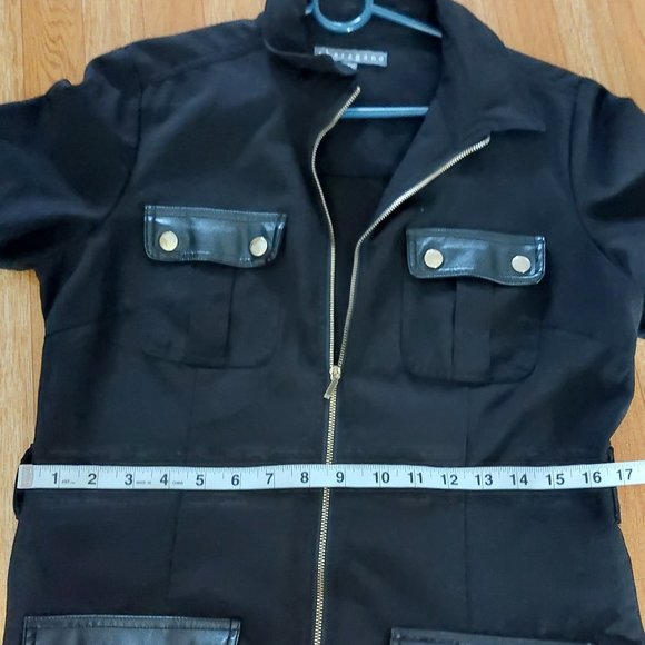 Sharagano Short Sleeve Summer Work Dress With Leather Pockets Size 6 Black - Picture 9 of 11